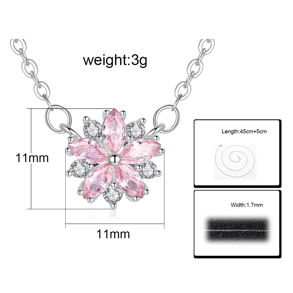 NO.17-Women's Fashion Jewelry, Pink cherry blossom necklace, lively and cute