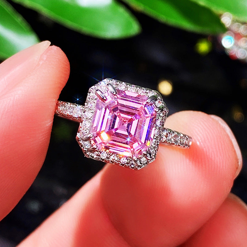 NO.31-Ladies fashion jewelry, pink square stunning cute sweet ring