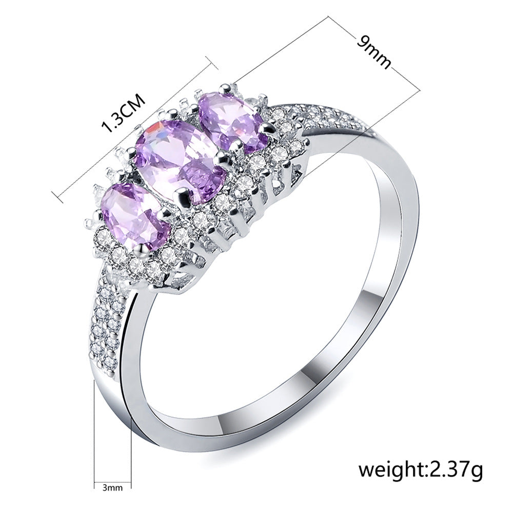 NO.38-Women's Fashion Jewelry, Light Luxury Purple Oval Opal Ring