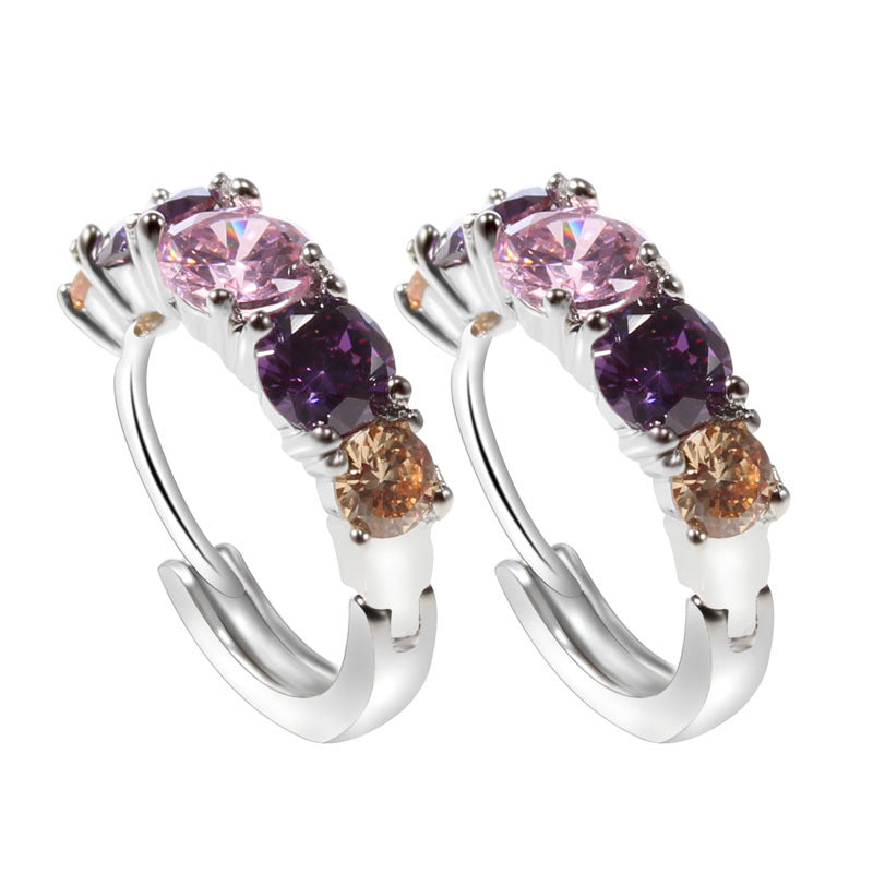 NO.14-Purple colorful zircon earrings