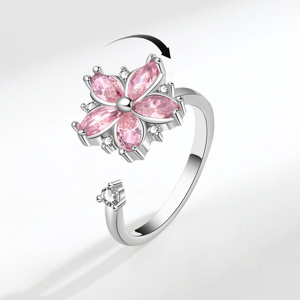 NO.50-Pink Sakura Spinning adjustable Ring, Ophiolite, Decompression Anti-Anxiety