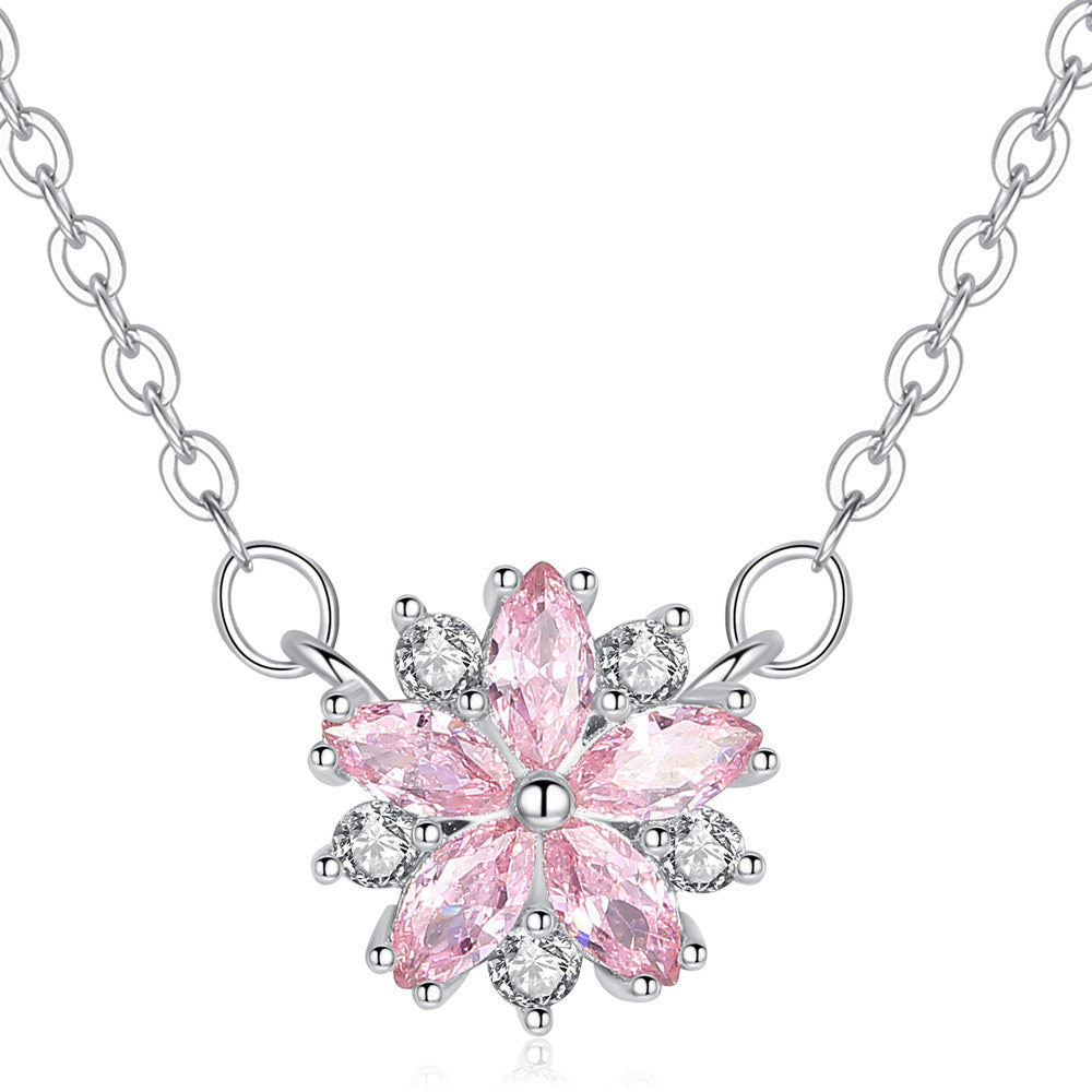 NO.17-Women's Fashion Jewelry, Pink cherry blossom necklace, lively and cute