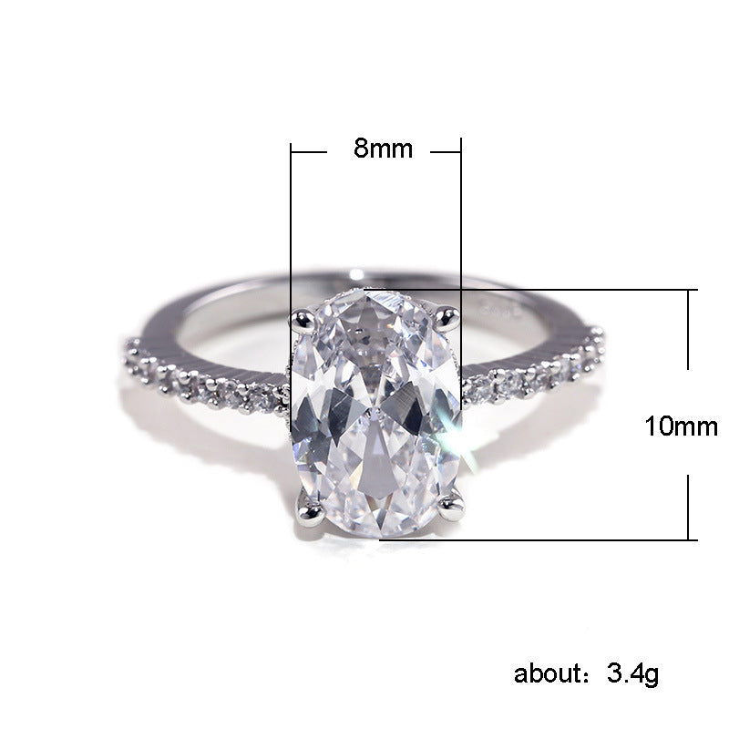 NO.12-Fashion personality European and American zircon platinum ring, Korean version of fashion engagement ring