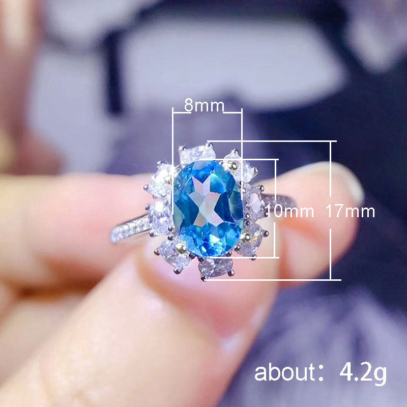 NO.43-Sparkling Sea Blue Opal Ladies Ring