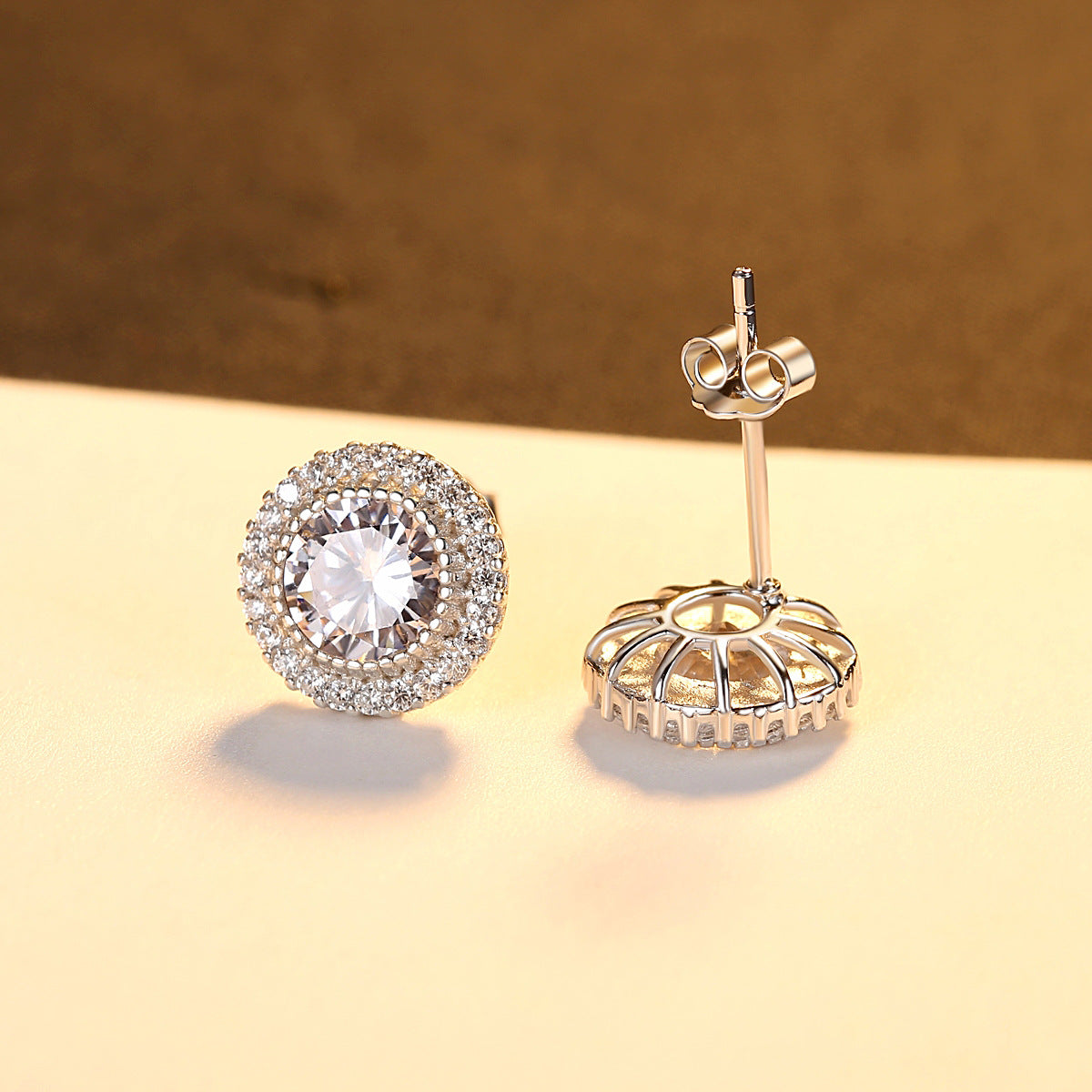 NO.3-Popular round white delicate earrings, 925 silver, elegant jewelry