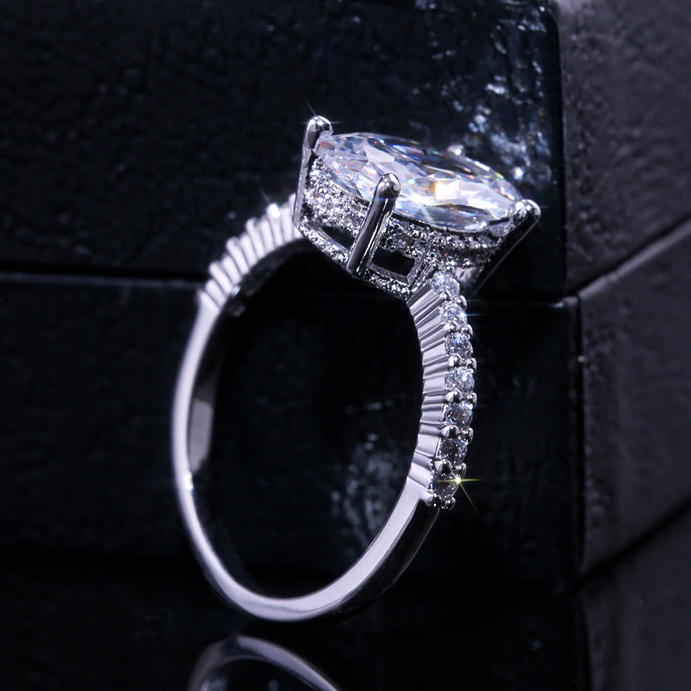 NO.12-Fashion personality European and American zircon platinum ring, Korean version of fashion engagement ring