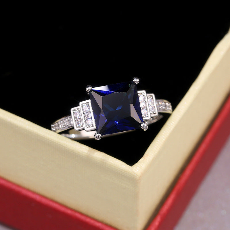 NO.41-Dark Blue Opal Stone Ladies Ring, Simple and Premium