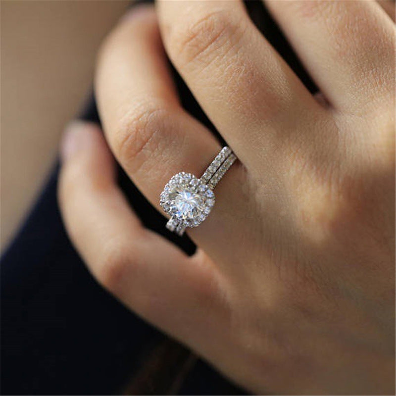 NO.28-Woman Fashion Jewelry for Women, Hot Selling Hearts and Arrows Micropavé Diamond Setting Ring Women Engagement Wedding Rings