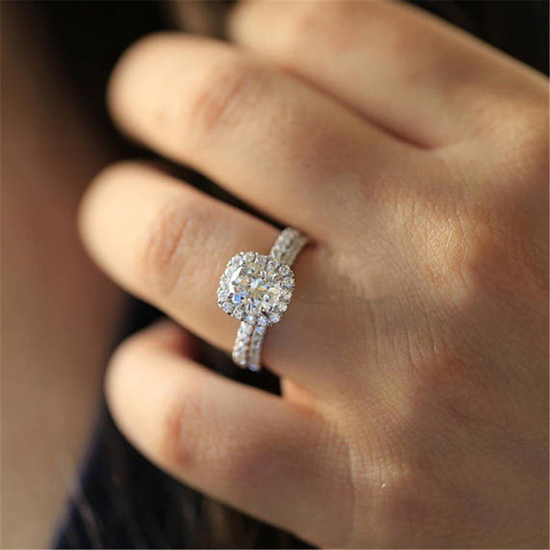 NO.28-Woman Fashion Jewelry for Women, Hot Selling Hearts and Arrows Micropavé Diamond Setting Ring Women Engagement Wedding Rings