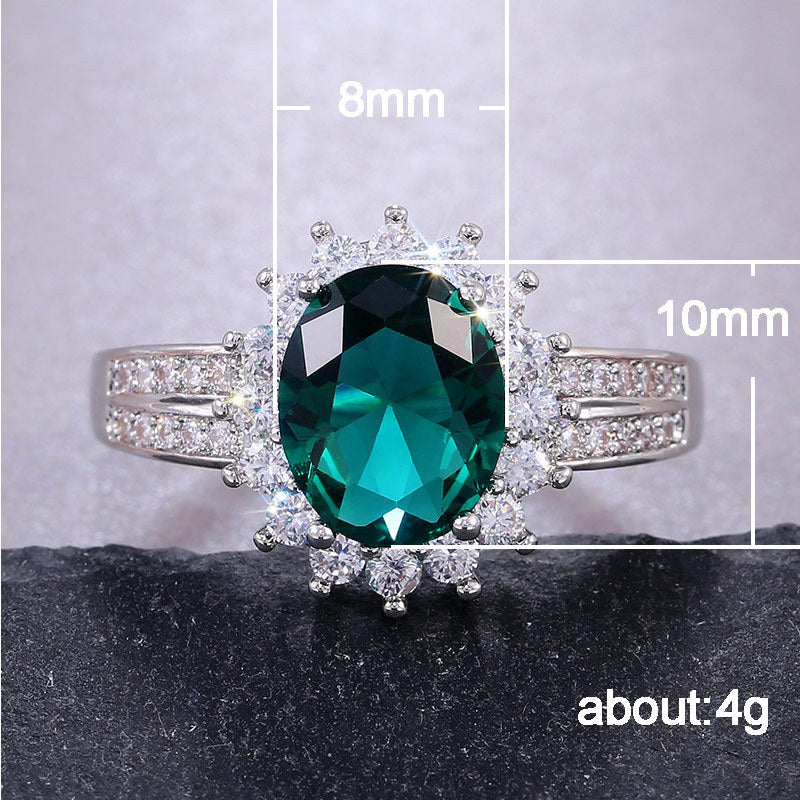 NO.39-Women's Fashion Jewelry, Green Oval Lace Ring