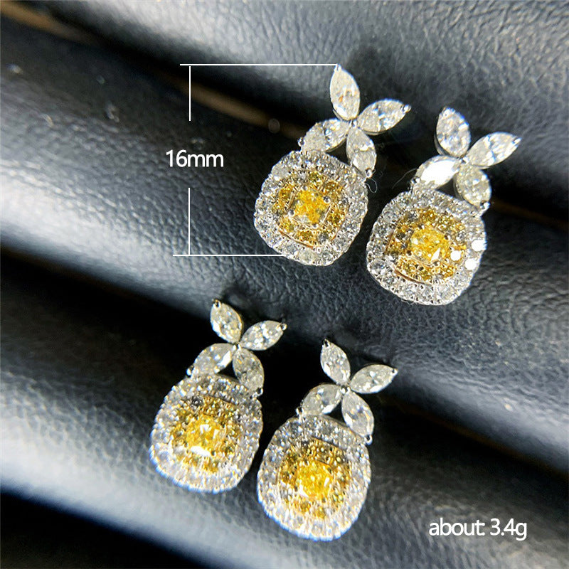 NO.12-Yellow flower square earrings