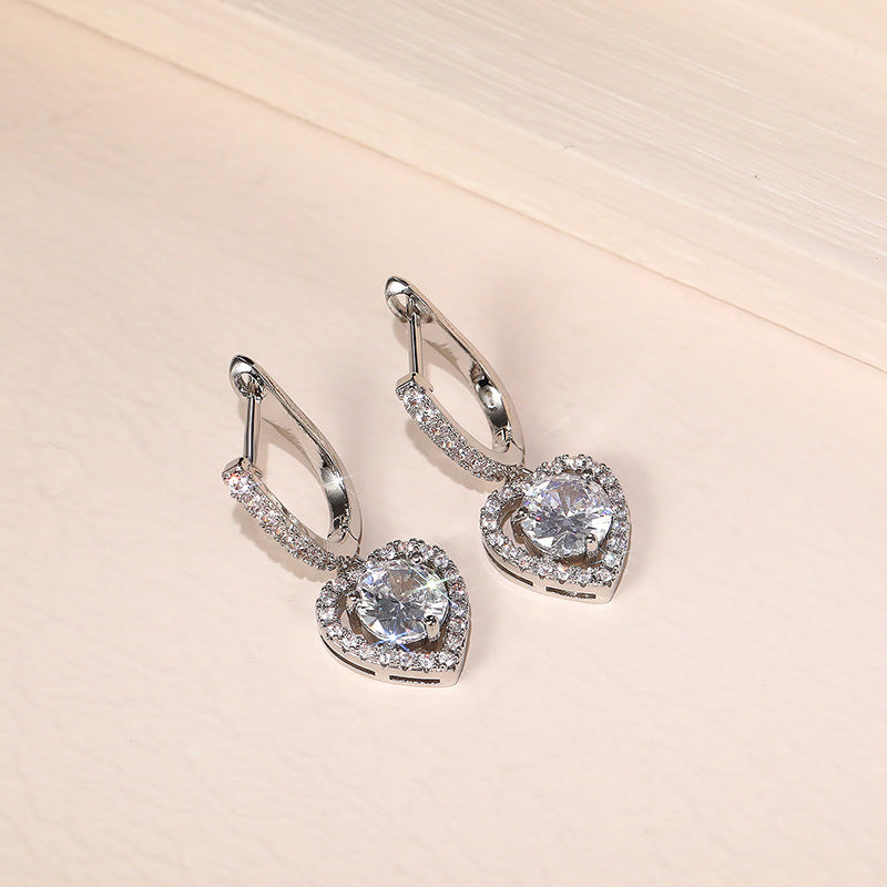 NO.20-Women's Fashion Jewelry, Sweet, Delicate Heart Shape Zircon Earrings