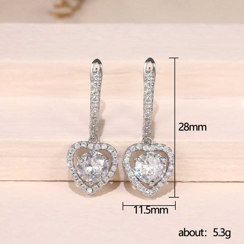 NO.20-Women's Fashion Jewelry, Sweet, Delicate Heart Shape Zircon Earrings