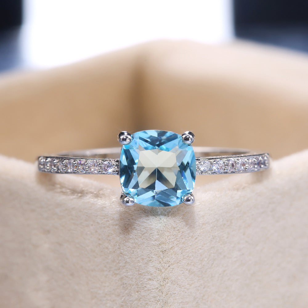 NO.21-Women Fashion Jewelry, Delicate Small Square Zircon Ring