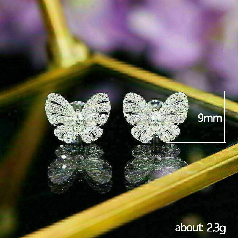 NO.19-Fashion Jewelry for Women, Sweet and Fresh, Beautiful Bow Zirconia Stud Earrings