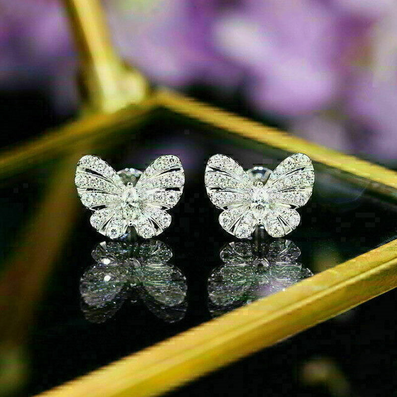 NO.19-Fashion Jewelry for Women, Sweet and Fresh, Beautiful Bow Zirconia Stud Earrings