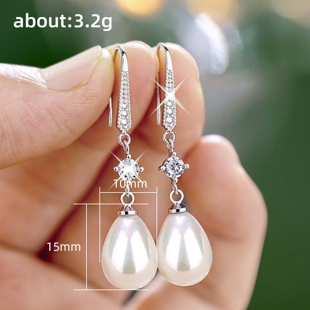 NO.21-Fashion Jewelry For Women, Baroque Drop Shape Faux Pearl Earrings