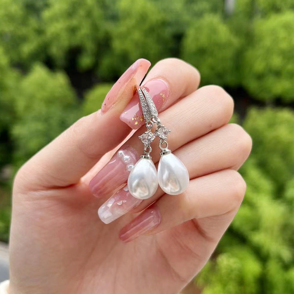 NO.21-Fashion Jewelry For Women, Baroque Drop Shape Faux Pearl Earrings