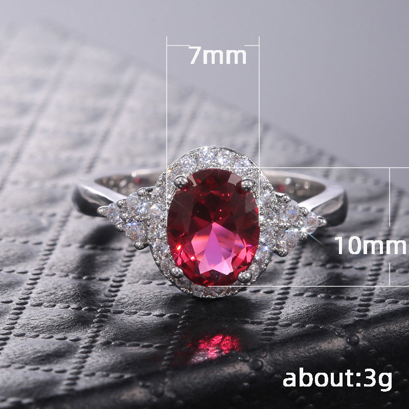 NO.8-Women's Fashion Jewelry, Oval Ruby Ring