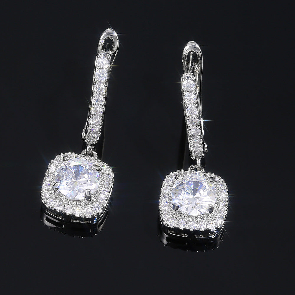 NO.43-Ladies Fashion Jewelry, Exquisite Cute Versatile Shiny Square Earrings