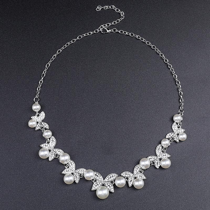 NO.21-Women Fashion white  Necklace  Earrings accessory Two-Piece Set,four leaf necklace and earring