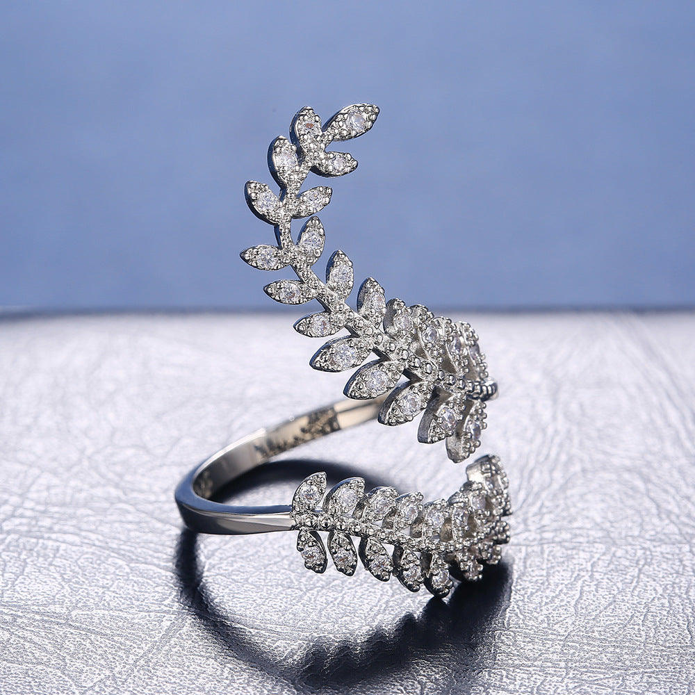 NO.53-Women's Fashion Accessories ,Special Design Leaves, Adjustable, Open Ring