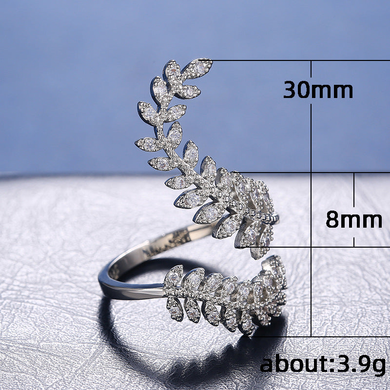 NO.53-Women's Fashion Accessories ,Special Design Leaves, Adjustable, Open Ring