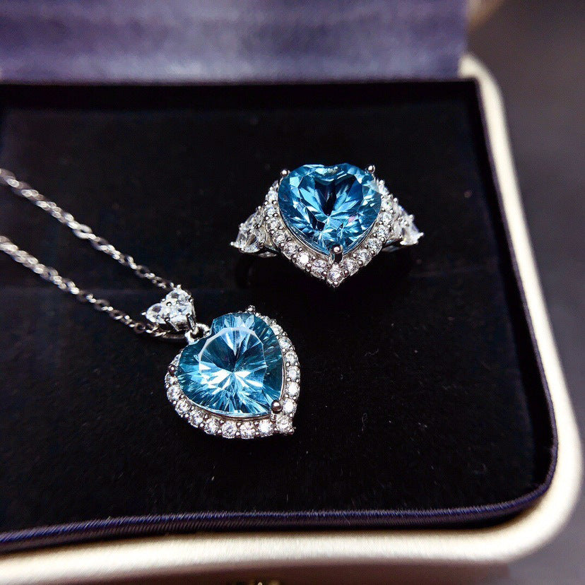 NO.24-Ocean blue topaz colored treasure necklace