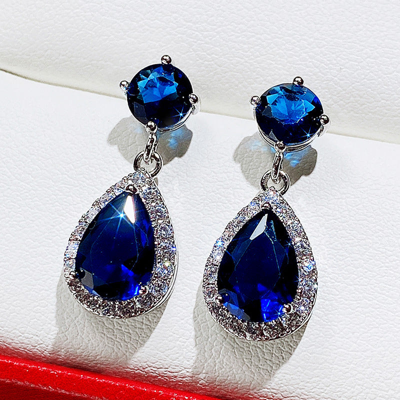 NO.33-Fashion Accessories for Women, Drop Shape Zirconia Full Multicolor Earrings Earrings