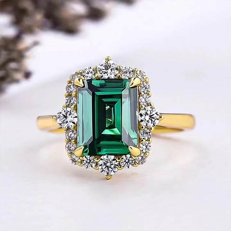 NO.55-Fashion Accessories for Women, Vintage Emerald Rings Court Charm Zircon Rings Wedding Anniversary Gifts