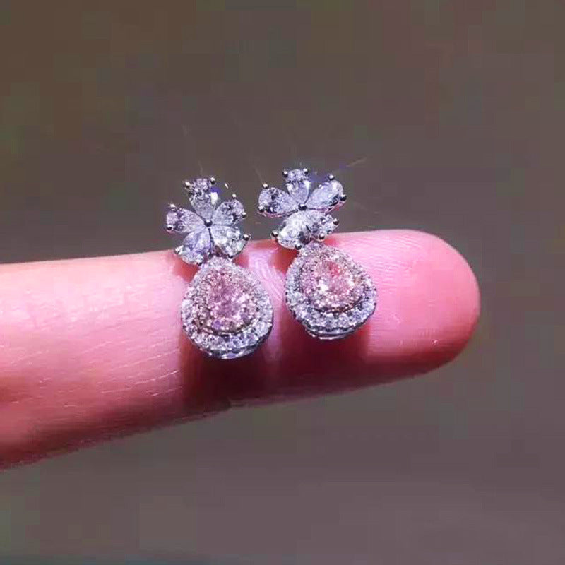 NO.40-Pink droplet stud earrings