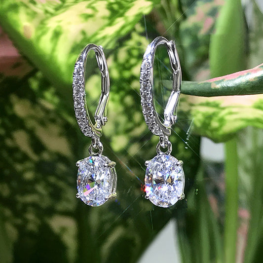 NO.36-Delicate drop pear-shaped zircon earrings