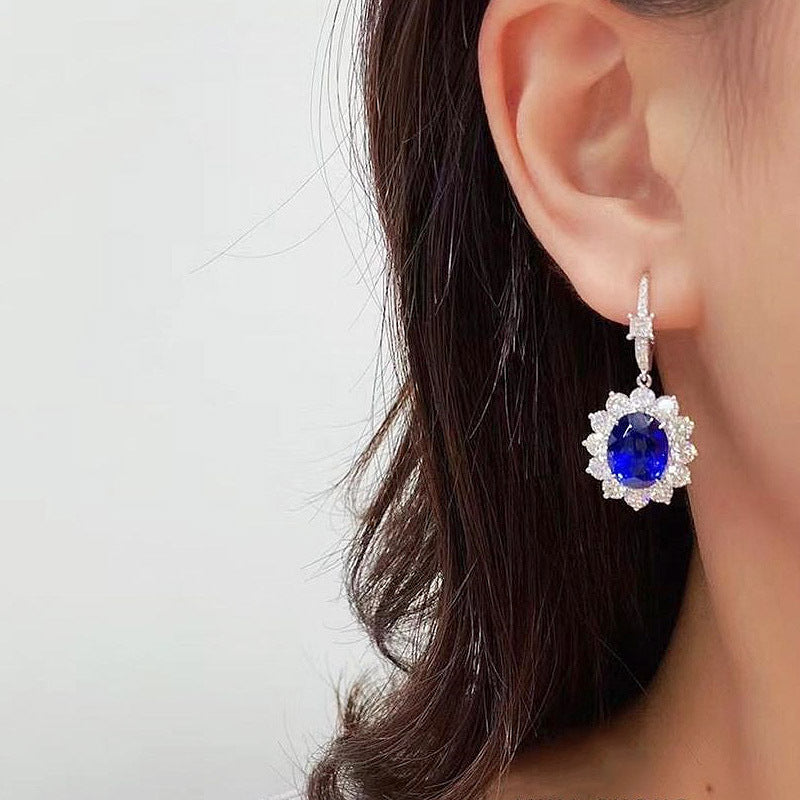 NO.37-Women's Fashion Jewelry, Dark Blue Lace Earrings