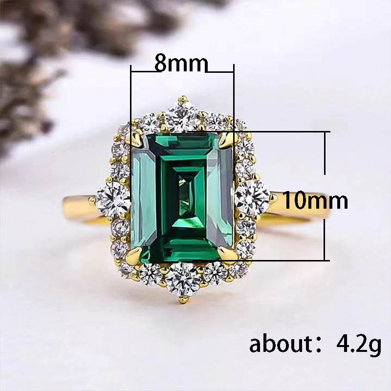 NO.55-Fashion Accessories for Women, Vintage Emerald Rings Court Charm Zircon Rings Wedding Anniversary Gifts