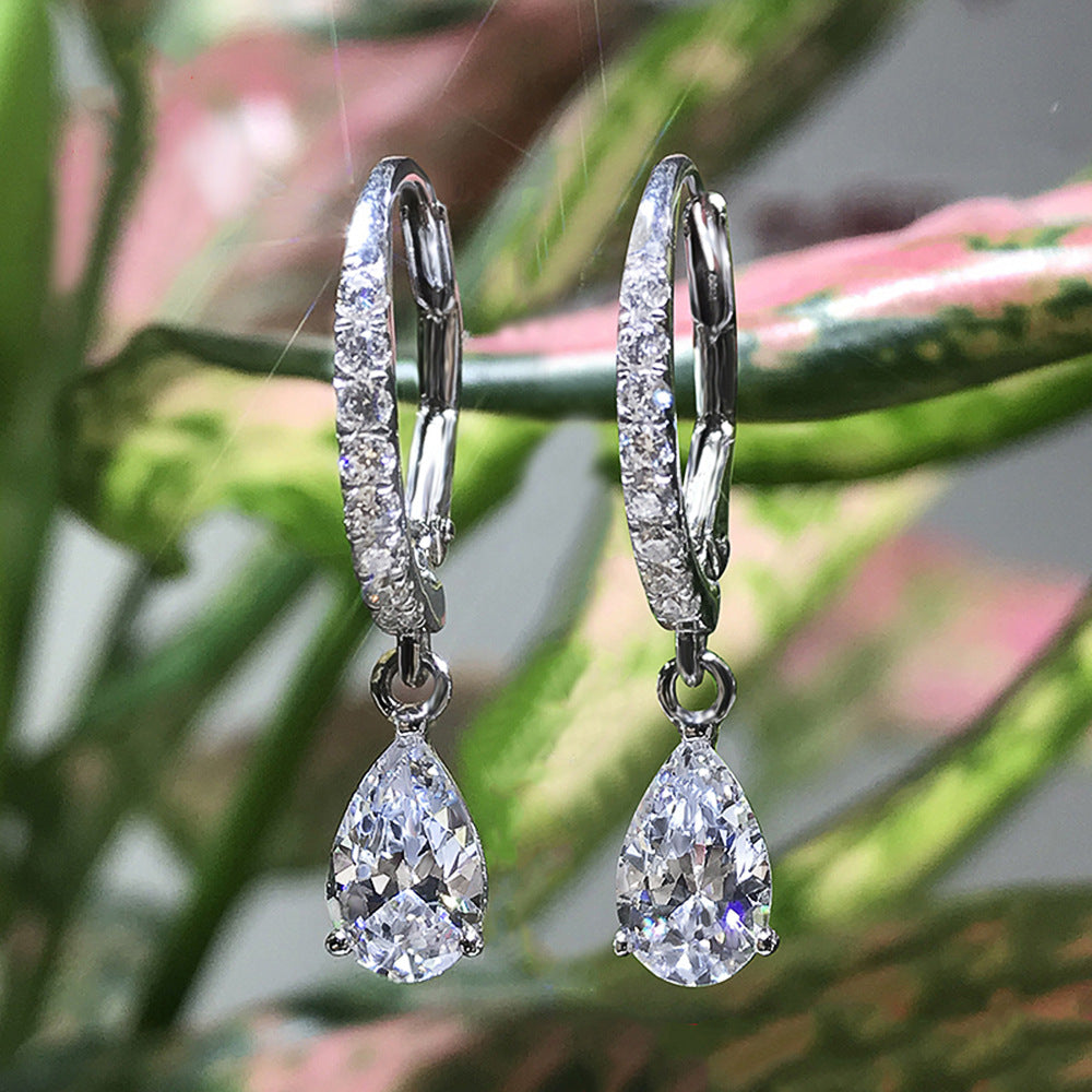 NO.36-Delicate drop pear-shaped zircon earrings